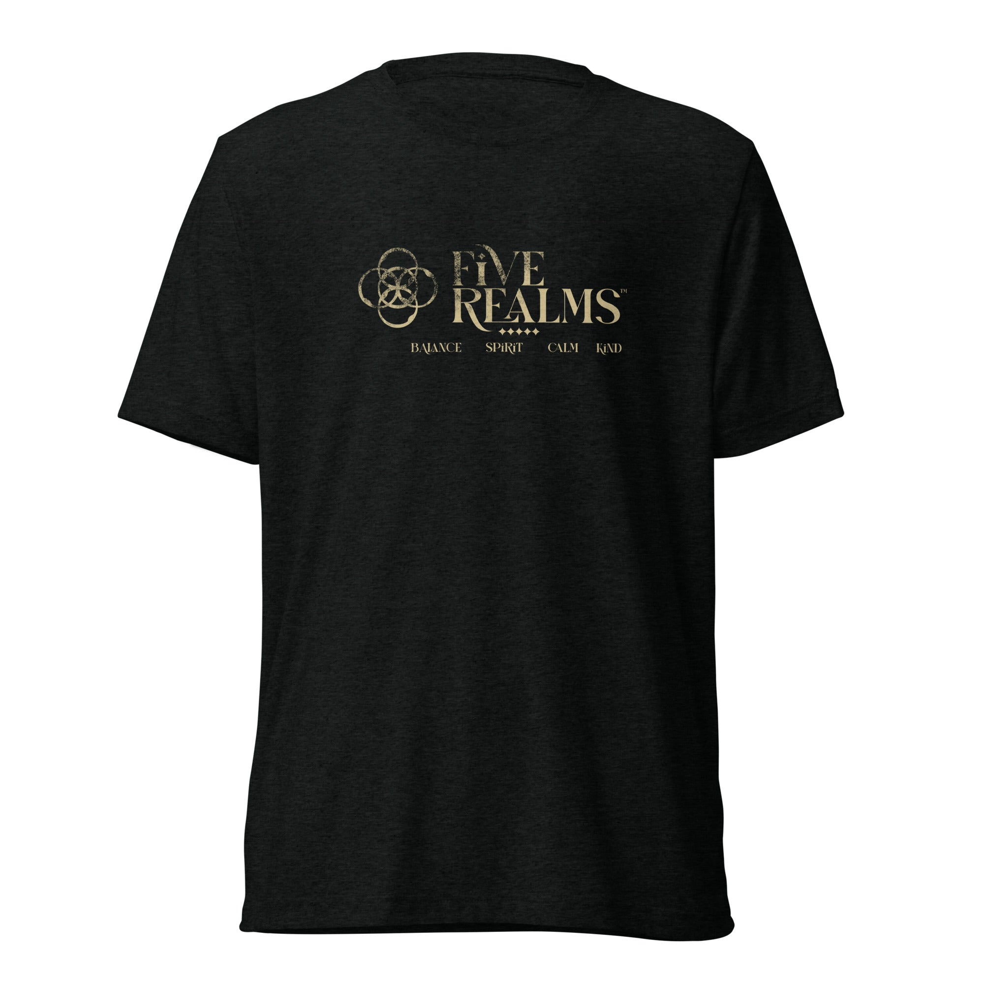 Black t-shirt with 'Music Lives Here' text on a white background